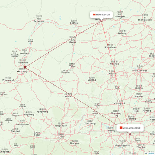 Fuzhou Airlines flights between Zhengzhou and Hohhot