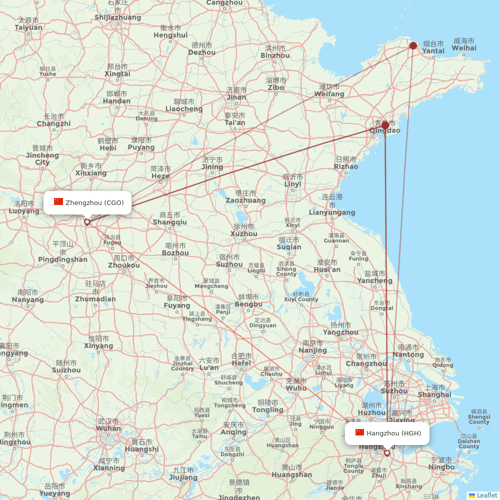 Jiangxi Airlines flights between Zhengzhou and Hangzhou