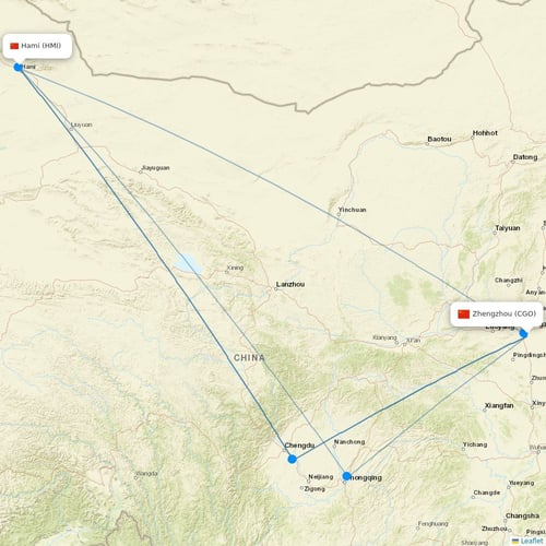 Fuzhou Airlines flights between Zhengzhou and Hami