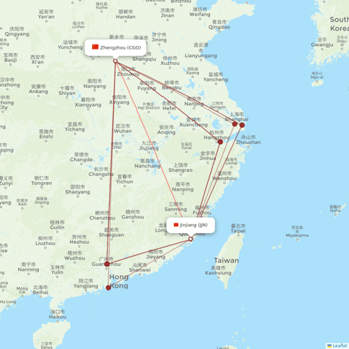 West Air (China) flights between Zhengzhou and Jinjiang