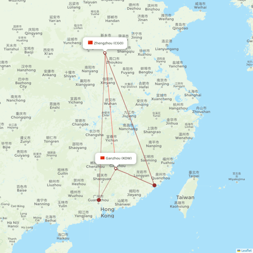 Urumqi Airlines flights between Zhengzhou and Ganzhou