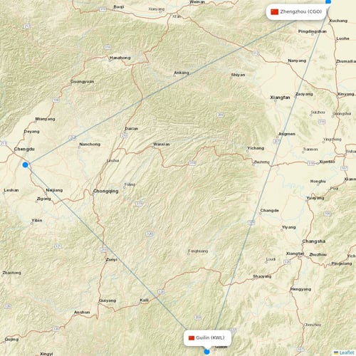 Air Guilin flights between Zhengzhou and Guilin