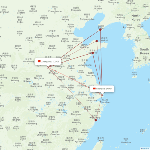 Shanghai Airlines flights between Zhengzhou and Shanghai