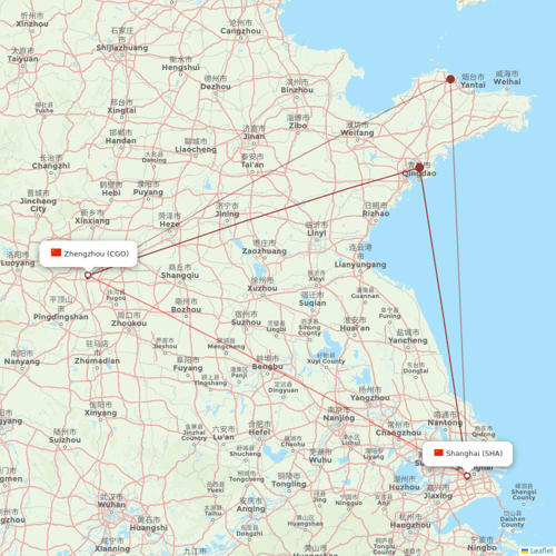 Shanghai Airlines flights between Zhengzhou and Shanghai