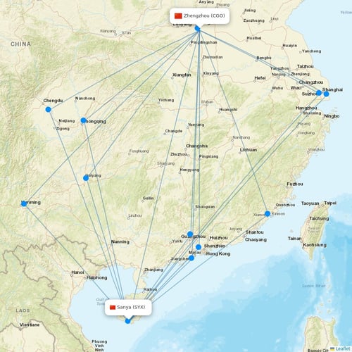 Beijing Capital Airlines flights between Zhengzhou and Sanya