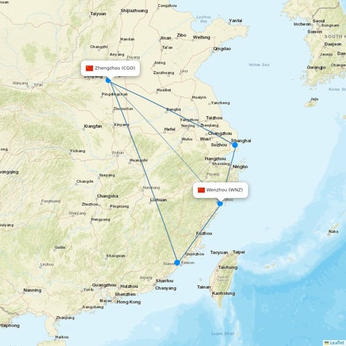 Chengdu Airlines flights between Zhengzhou and Wenzhou