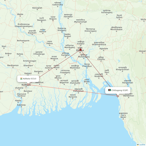US-Bangla Airlines flights between Chittagong and Kolkata