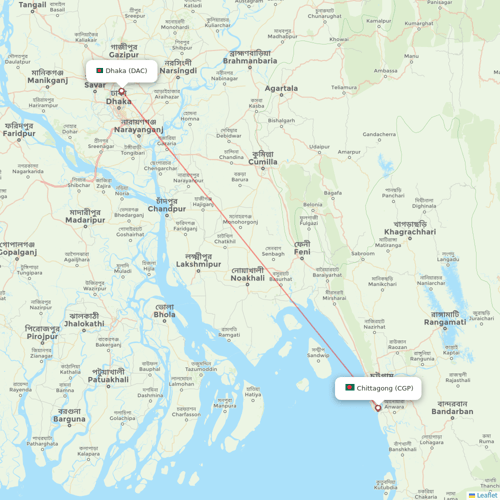 Novoair flights between Chittagong and Dhaka