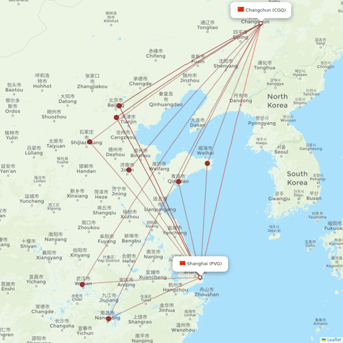 Shanghai Airlines flights between Changchun and Shanghai