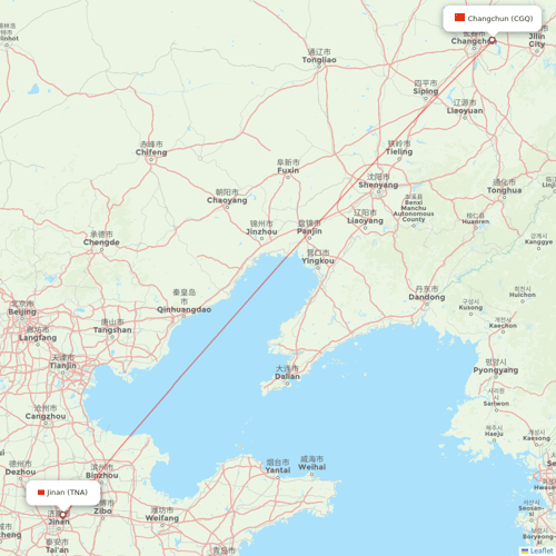 Shandong Airlines flights between Changchun and Jinan