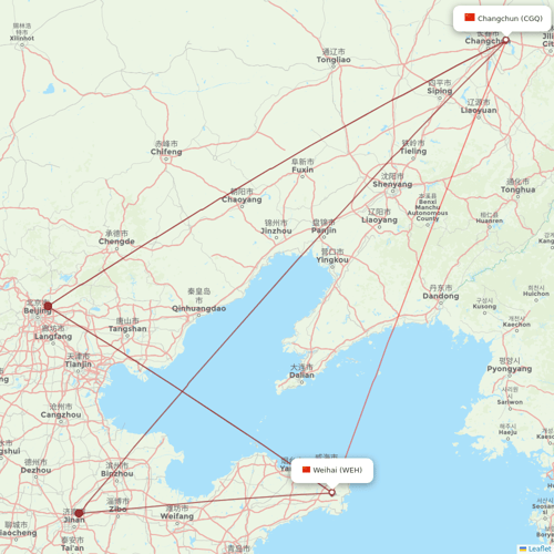 Chengdu Airlines flights between Changchun and Weihai