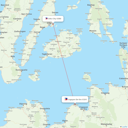 Philippine Airlines flights between Cagayan De Oro and Cebu City