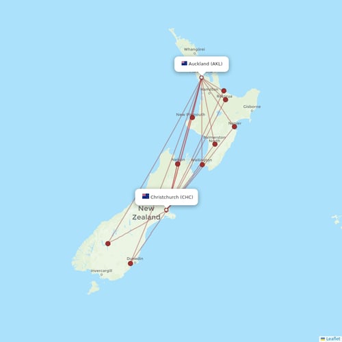 Jetstar flights between Christchurch and Auckland