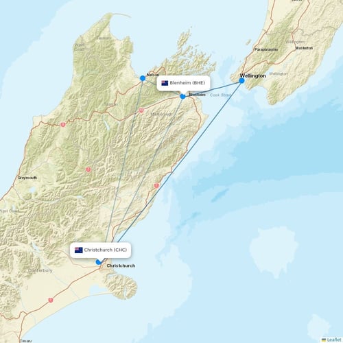 Sounds Air flights between Christchurch and Blenheim