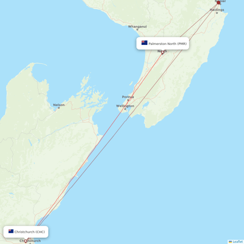 Air New Zealand flights between Christchurch and Palmerston North