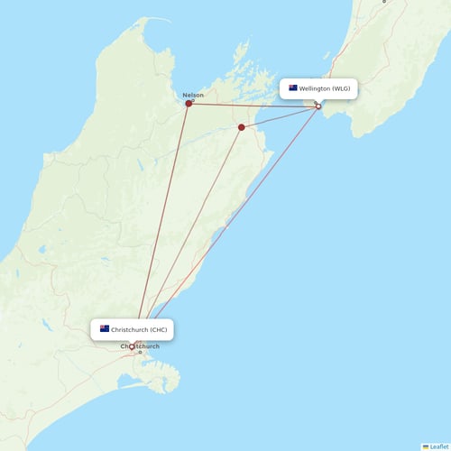 Air New Zealand flights between Christchurch and Wellington
