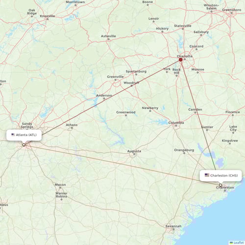 Delta Air Lines flights between Charleston and Atlanta