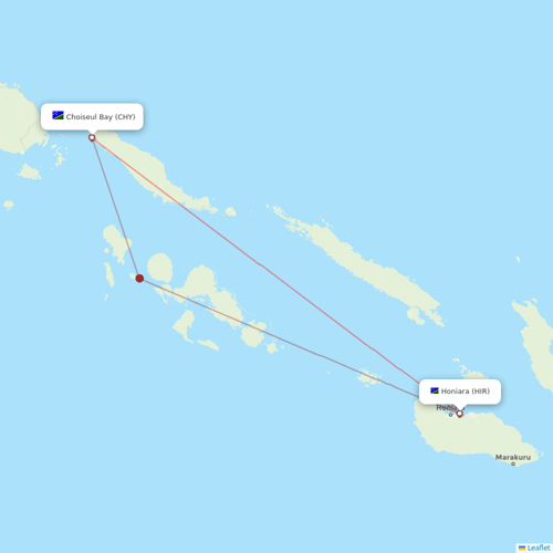 Solomon Airlines flights between Choiseul Bay and Honiara