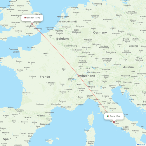 Ryanair flights between Rome and London