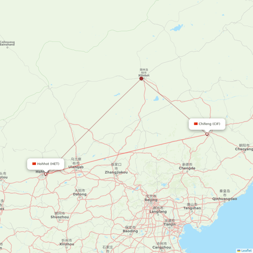 Genghis Khan Airlines flights between Chifeng and Hohhot