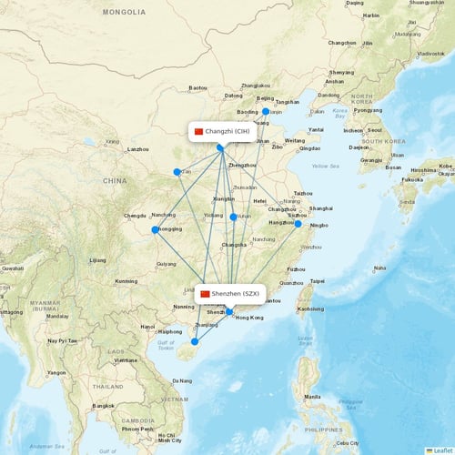 Donghai Airlines flights between Changzhi and Shenzhen