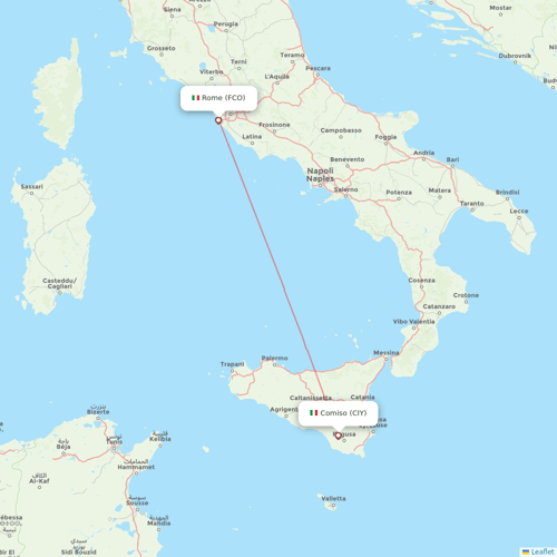 SA Express flights between Comiso and Rome