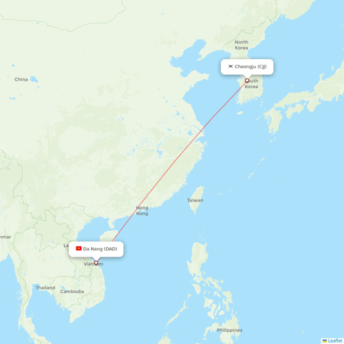 T´Way Air flights between Cheongju and Da Nang