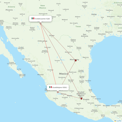 VivaAerobus flights between Ciudad Juarez and Guadalajara