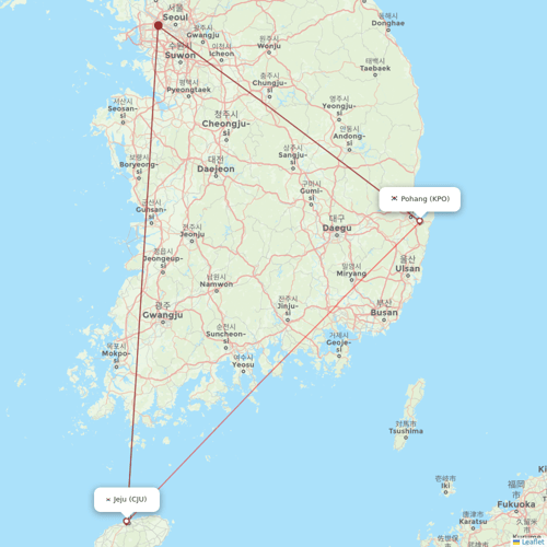 Jin Air flights between Jeju and Pohang