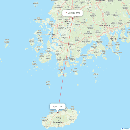 Asiana Airlines flights between Jeju and Gwangju