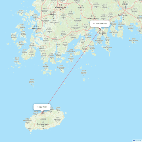 Jin Air flights between Jeju and Yeosu