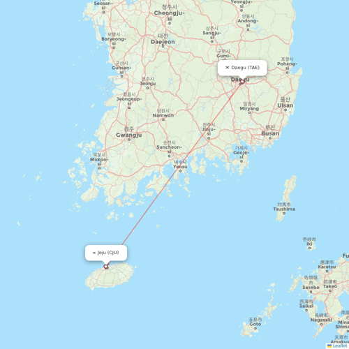 Jin Air flights between Jeju and Daegu