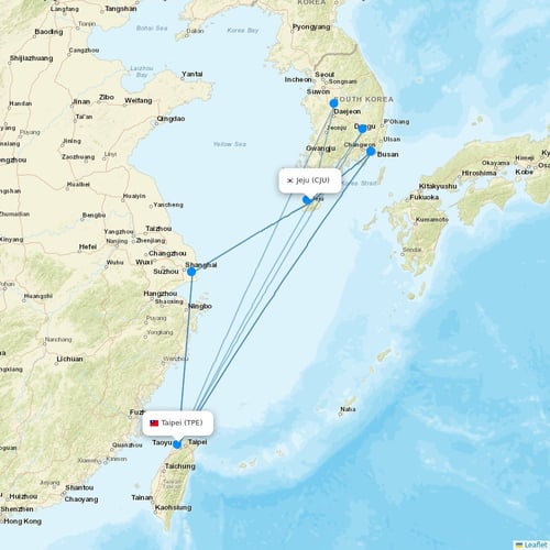 Eastar Jet flights between Jeju and Taipei
