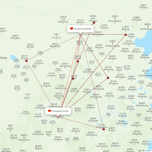 Gestair flights between Chongqing and Dongsheng