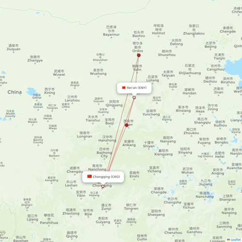 Gestair flights between Chongqing and Yan'an