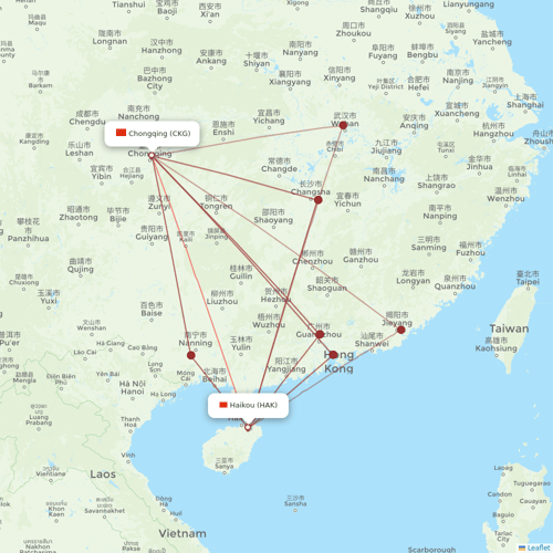 Hainan Airlines flights between Chongqing and Haikou