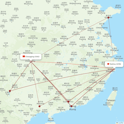 Chongqing Airlines flights between Chongqing and Taizhou