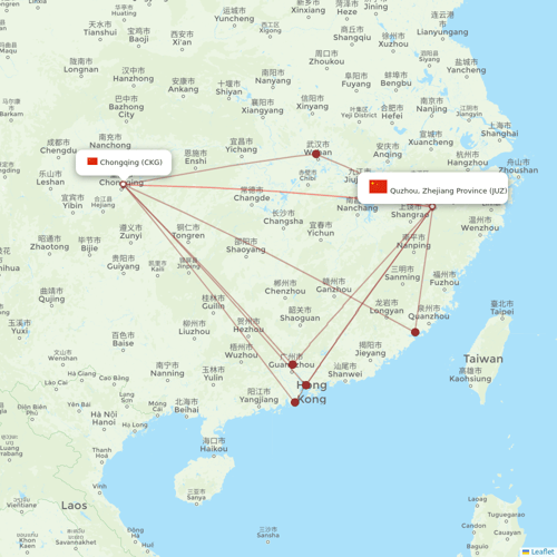 Gestair flights between Chongqing and Quzhou, Zhejiang Province