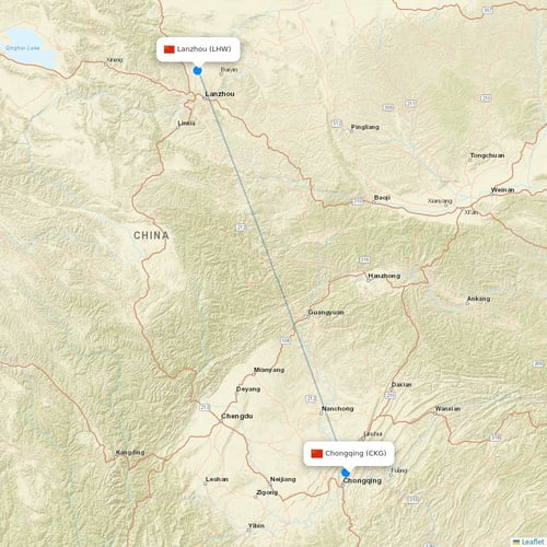 Gestair flights between Chongqing and Lanzhou