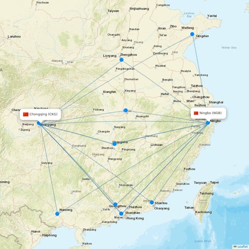 Chongqing Airlines flights between Chongqing and Ningbo
