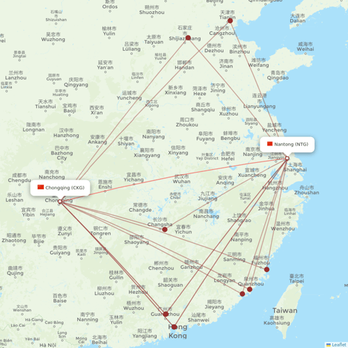 Donghai Airlines flights between Chongqing and Nantong