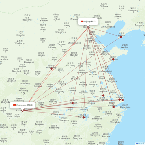 Sichuan Airlines flights between Chongqing and Beijing