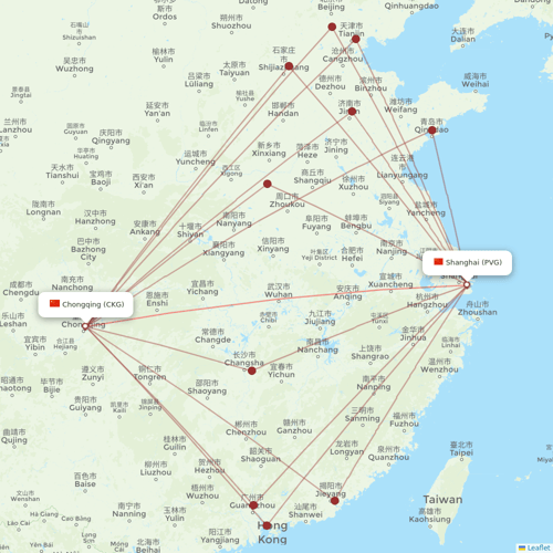 West Air (China) flights between Chongqing and Shanghai