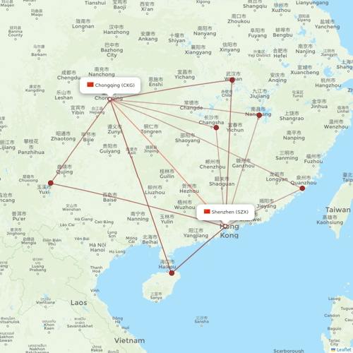 Chongqing Airlines flights between Chongqing and Shenzhen