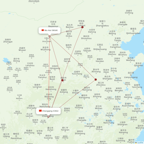 Gestair flights between Chongqing and Wu Hai