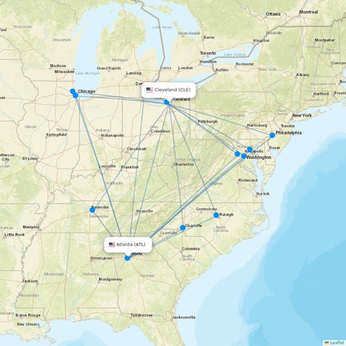 Frontier Airlines flights between Cleveland and Atlanta
