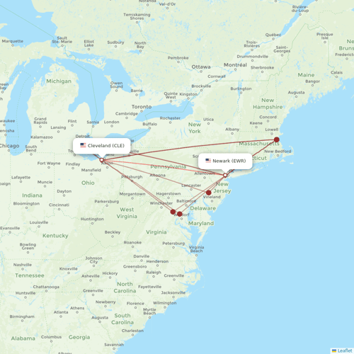 United Airlines flights between Cleveland and New York