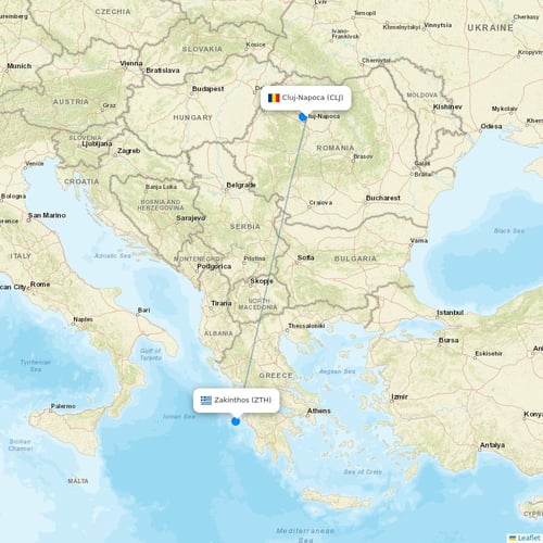 Astra Airlines flights between Cluj-Napoca and Zakinthos