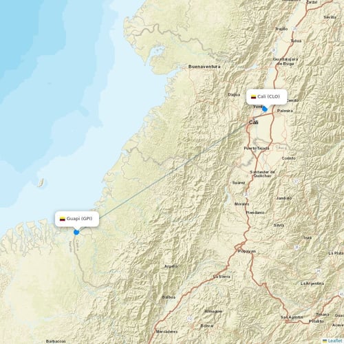 EasyFly flights between Cali and Guapi