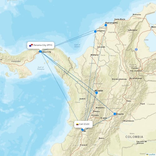 Copa Airlines flights between Cali and Panama City